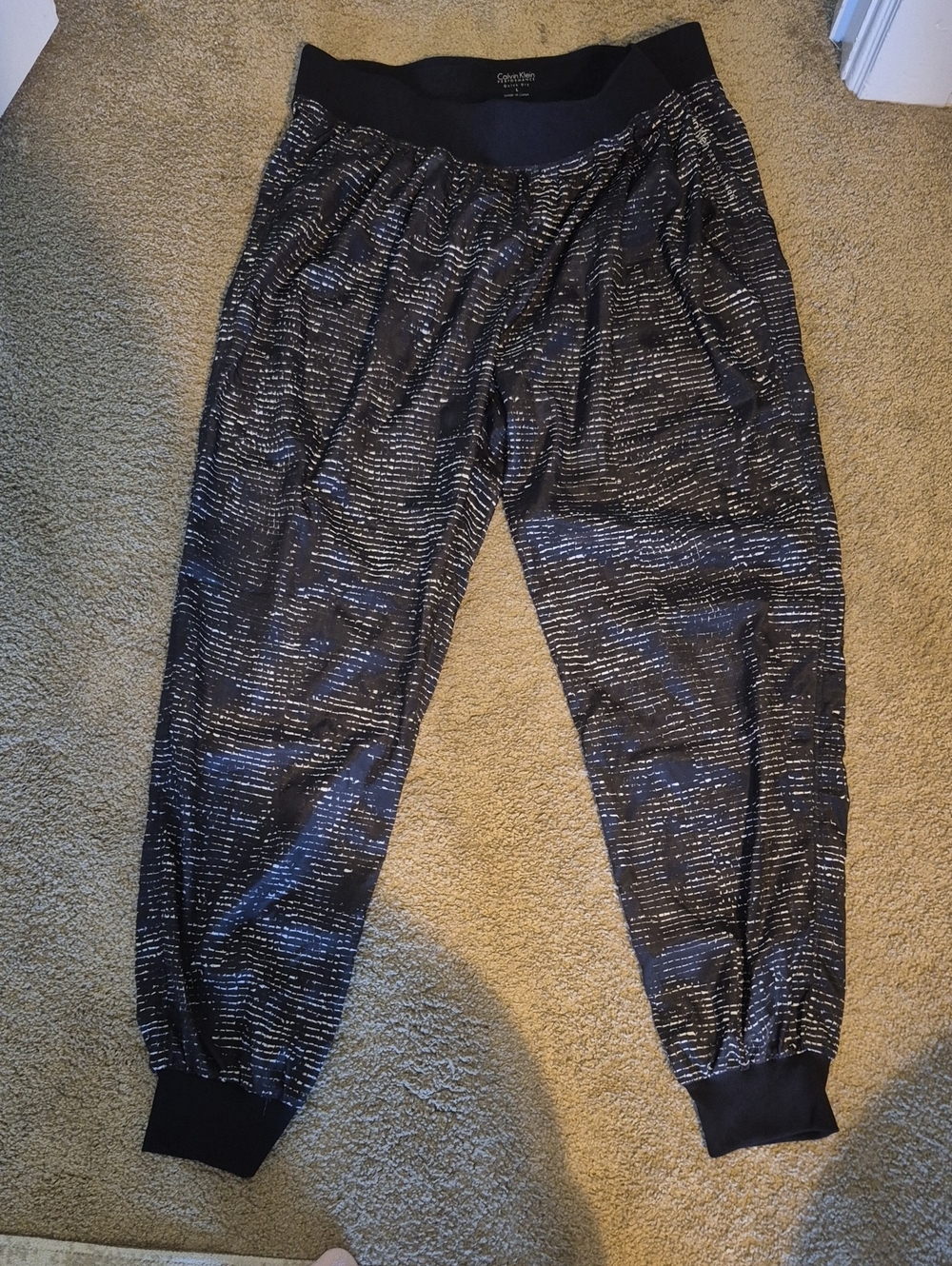 Calvin Klein Black Jogger Leggings with Silver Dot Stripe
